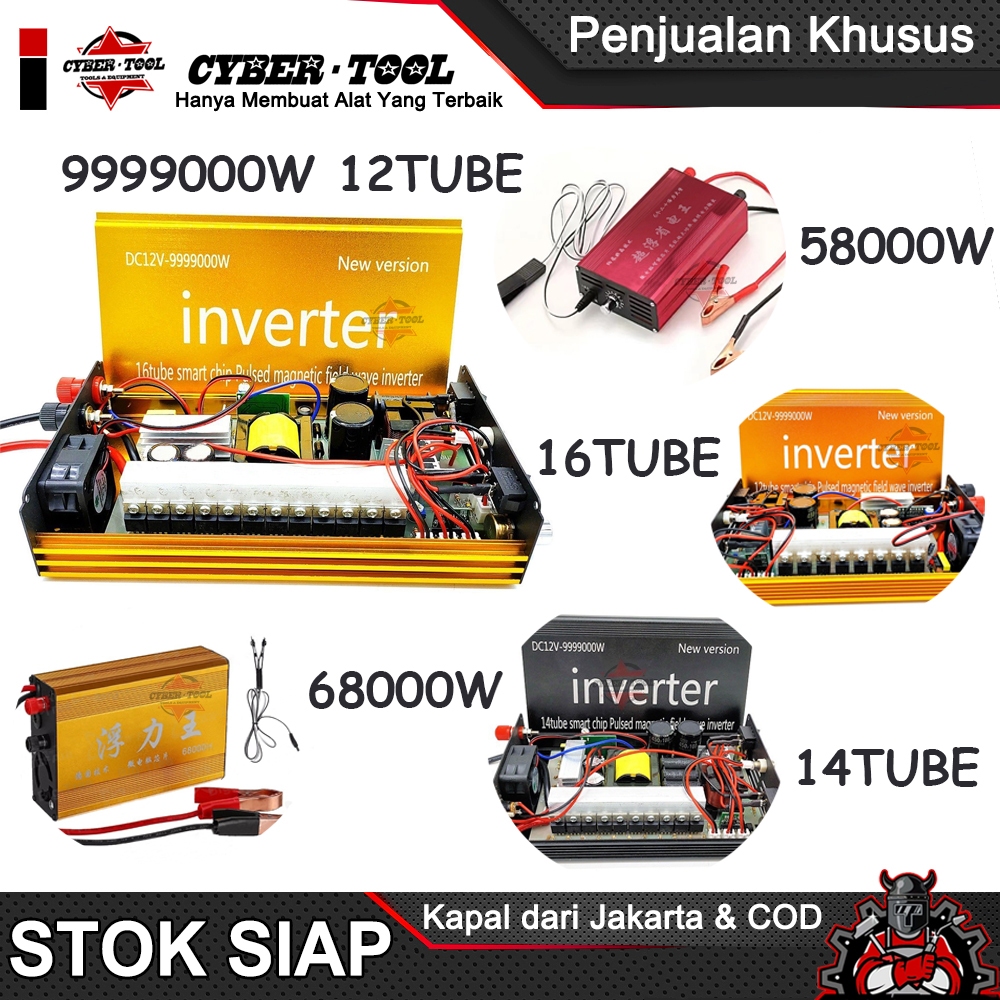 Inverter Daya Transformator 16 Tabung DC 12V ke AC 220V PSW Inverter Konverter Peningkatan Tegangan