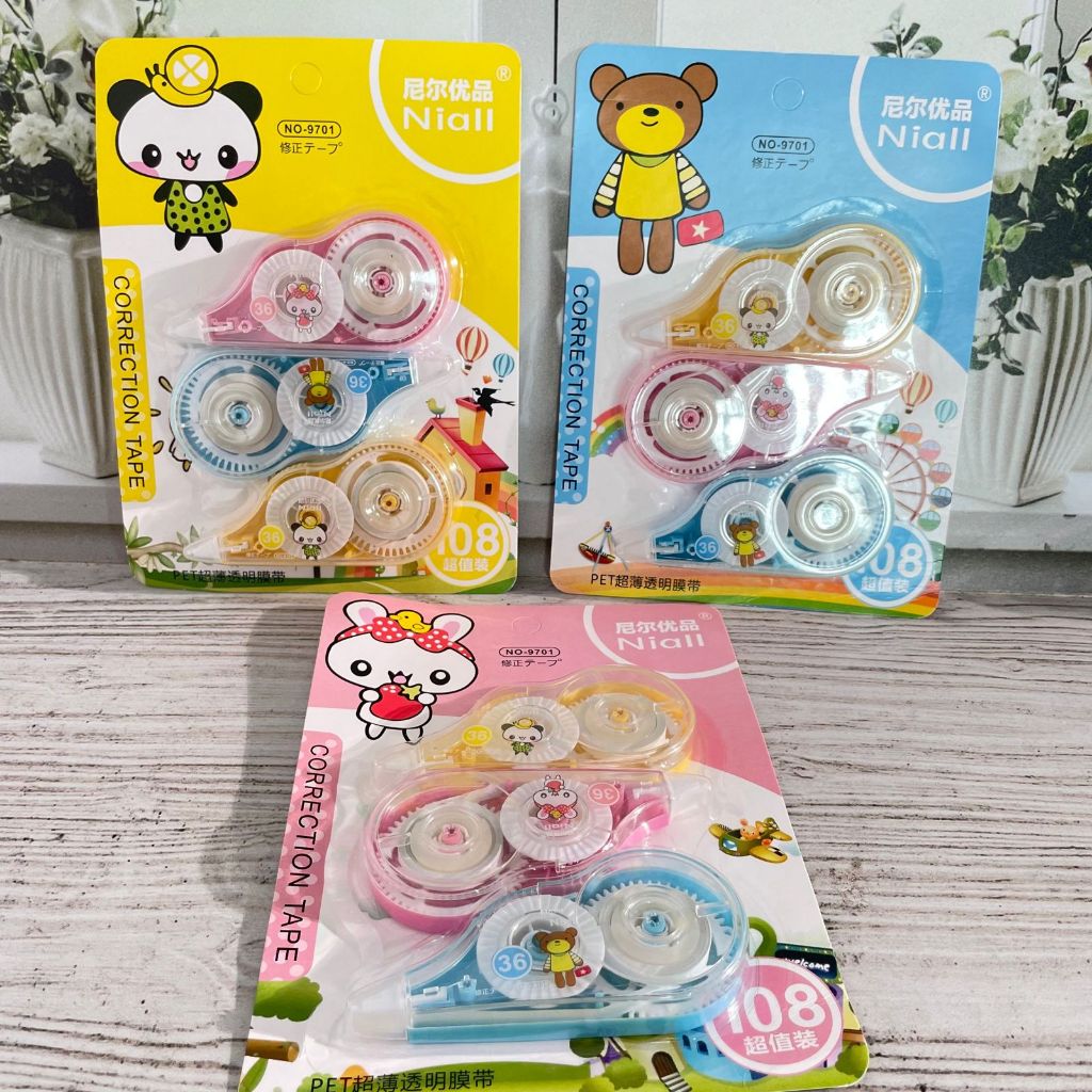 

Correction Tape Niall NO.9701 Animal 1 set isi 3 PCS Tip-ex Termurah motif Hewan Tipex Roll 1 set isi 3 piece Lengkap Alat Tulis sekolah dan kantor Best Quality bisa COD