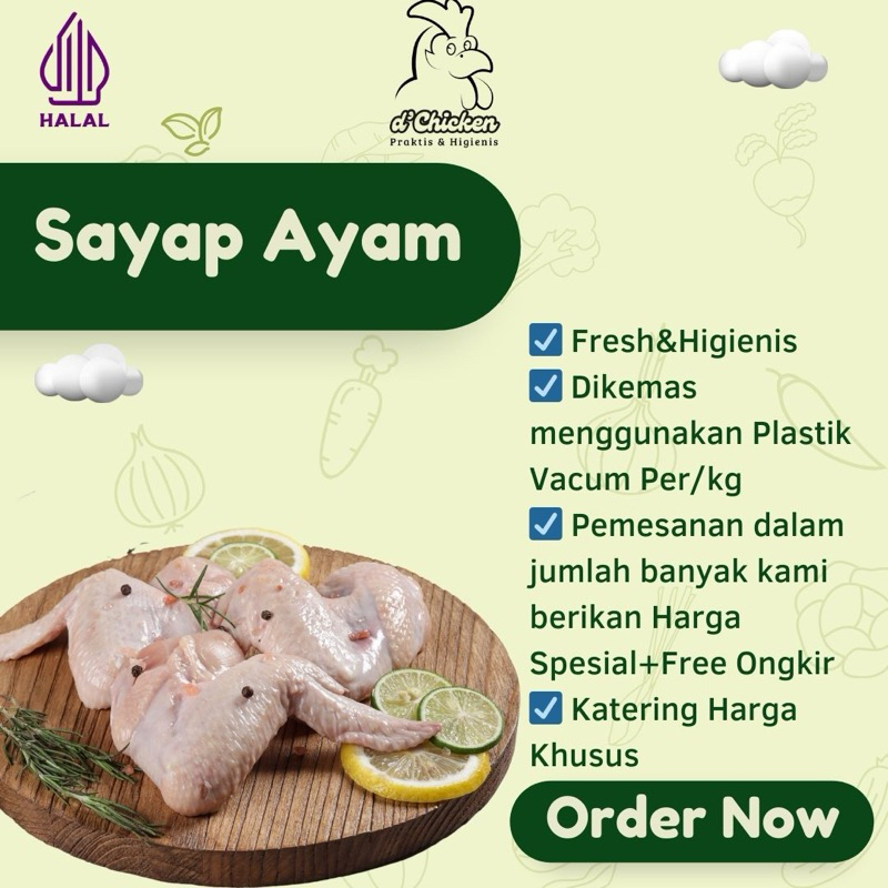 

Sayap Ayam d’Chicken Ayam Karkas-Sayap Ayam 250gr-500gr-Chicken Wings-Ayam Potong