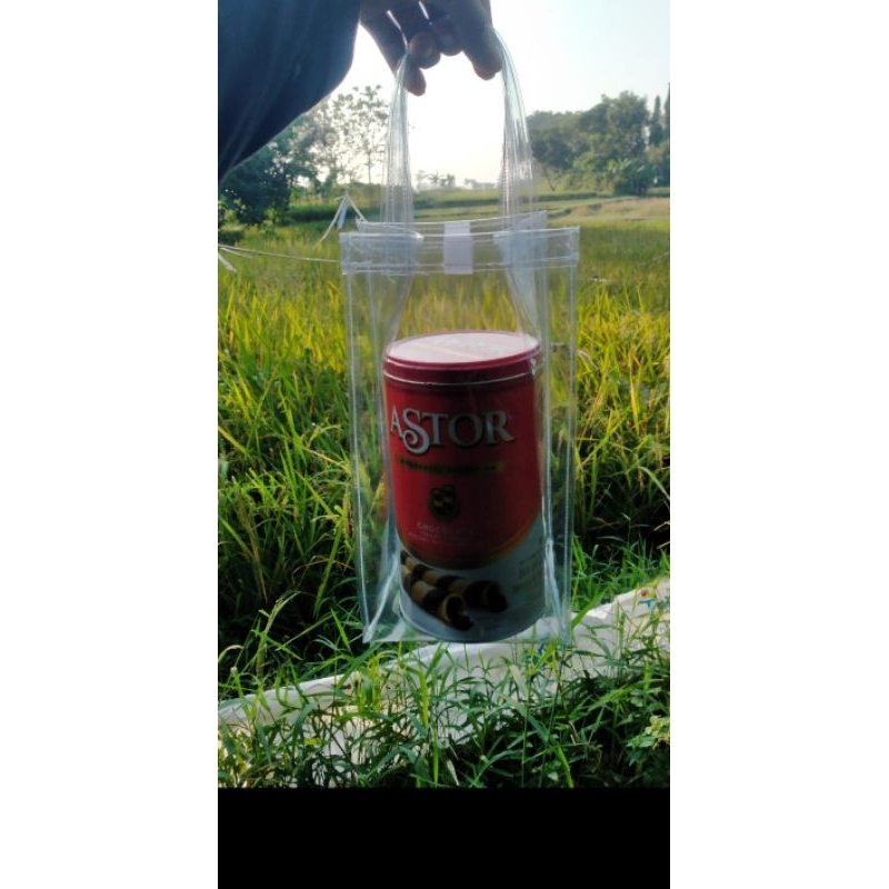 tas souvenir mika transparan cocok buat ukuran botol
