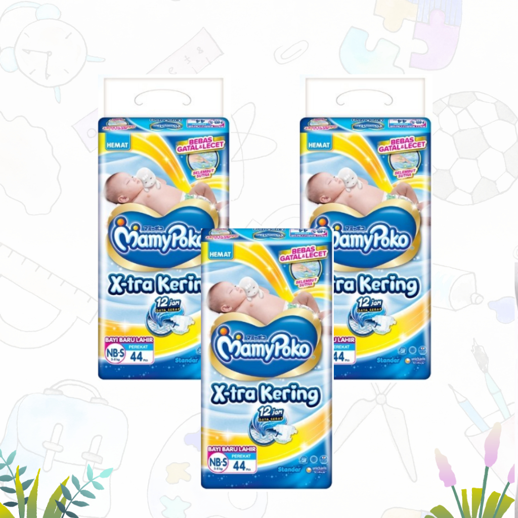 MamyPoko X-tra Kering - NB-S 44 - Popok Perekat (KARTON)