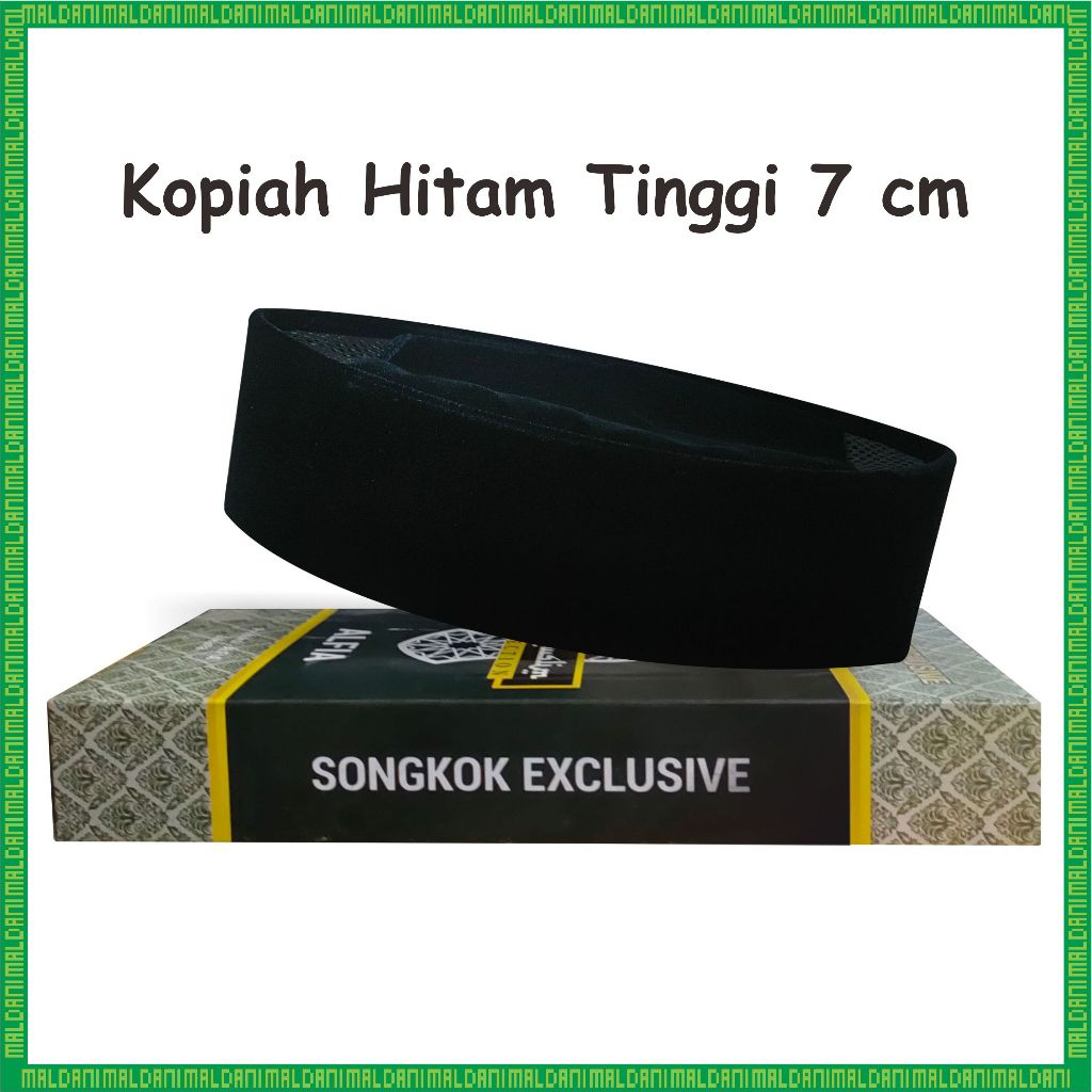 Peci Hitam Pendek 7 CM Merk Al Fia / Songkok Hitam Pendek / Peci Hitam 7 cm