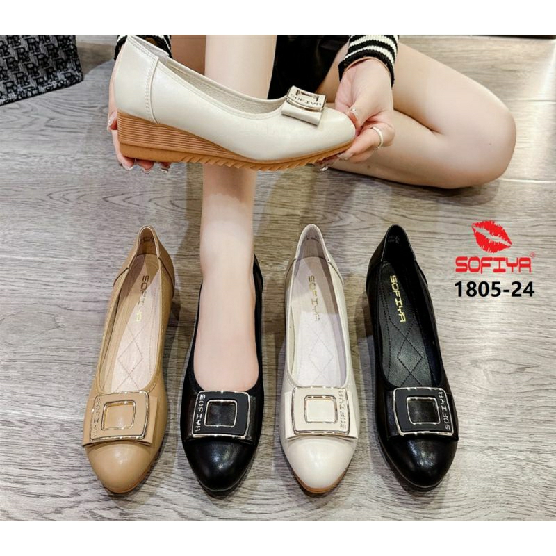Sepatu Kerja Wanita Sepatu Pantofel Cewek Sofiya Wedges 4 Cm 1805