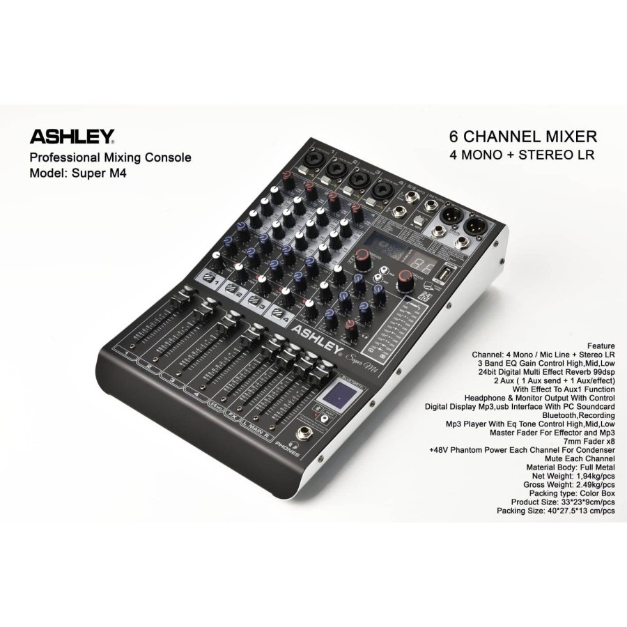 Ashley LM 4 | Ashley Audio mixer 4 channel tipe LM 4 Original Garansi Resmi