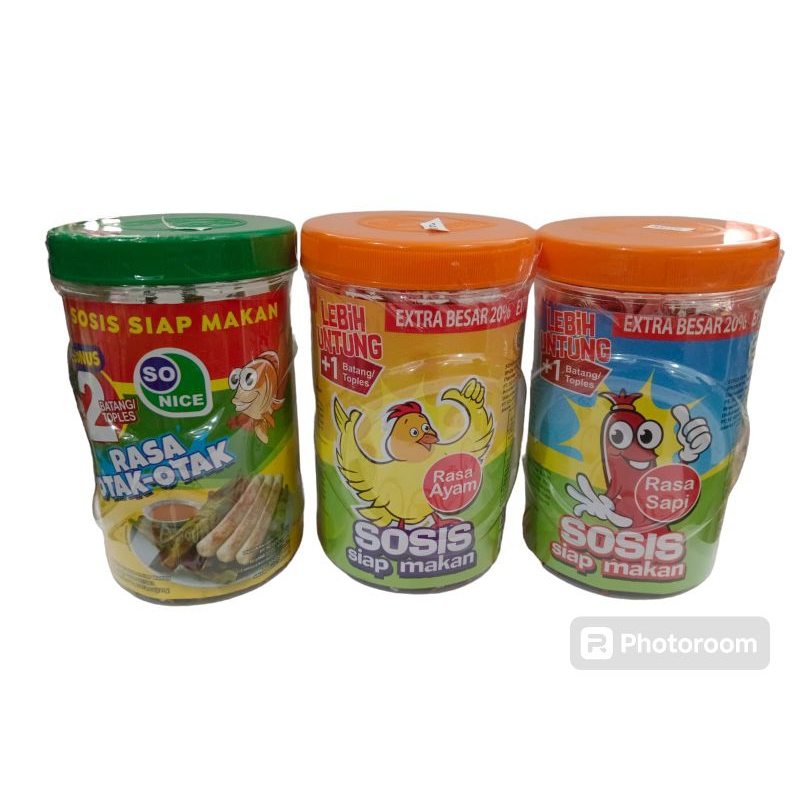 

Sosis siap makan extra besar Rasa ayam, rasa sapi , rasa otak otak Isi 24 +2