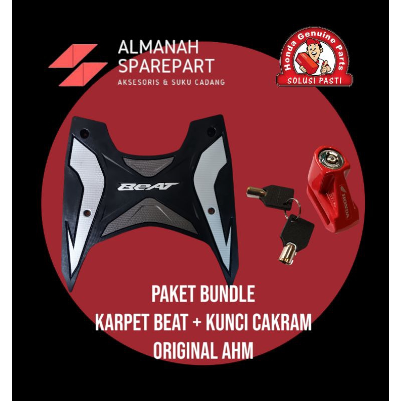 Paket Bundle Karpet Beat 125 2014/2024 + Kunci Gembok / Ganda / Cakram ORIGINAL HONDA AHM Termurah