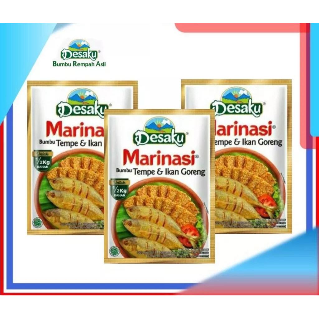 

Desaku Marinasi Tempe, Ikan & Ayam 15gram 1renceng isi 12sachet|Promo Murah