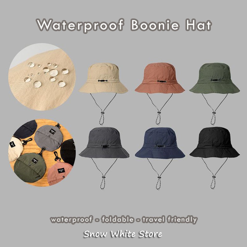 topi gunung Pria Bucket Hat Rimba Topi Bulat Parasut Tali Packable Hat Pria Wanita Waterproof Topi H