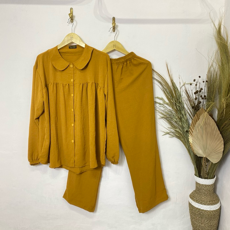 One Set Rayon Crinkle Airflow Setelan // Setelan Wanita Dress Rayon Crinkle