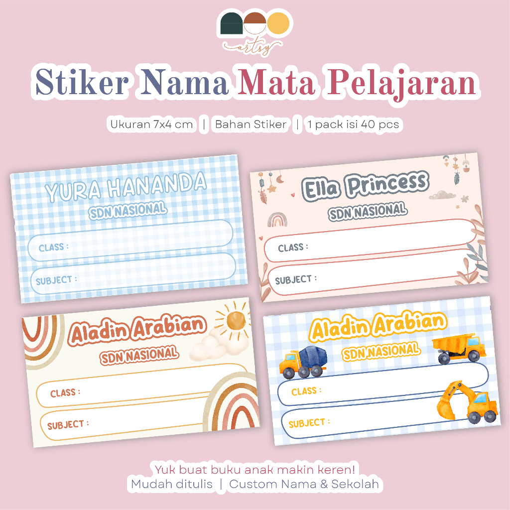 

Stiker Nama Custom Pelajaran / Stiker Nama Sekolah / Stiker Nama Buku / Sticker Name