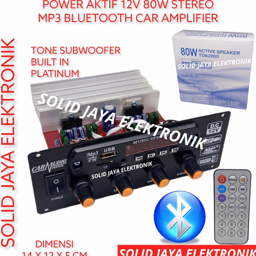 Terlaris KIT POWER SPEAKER AKTIF 12V DC 8W TDA25 AKI ACCU MP3 BT BLUETOOTH MOBIL CAR AMPLIFIER AMPLI