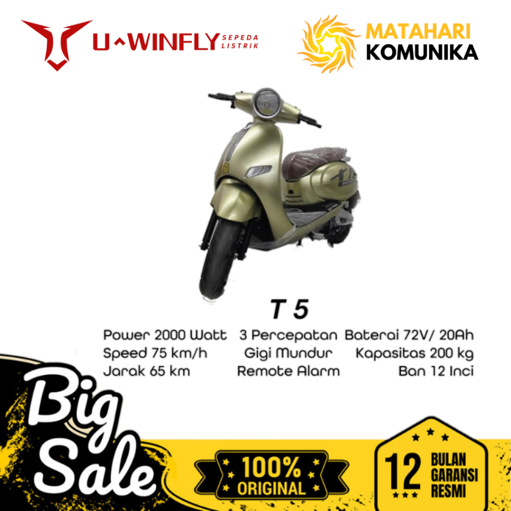 MOTOR LISTRIK UWINFLY T5 2000WATT GARANSI RESMI