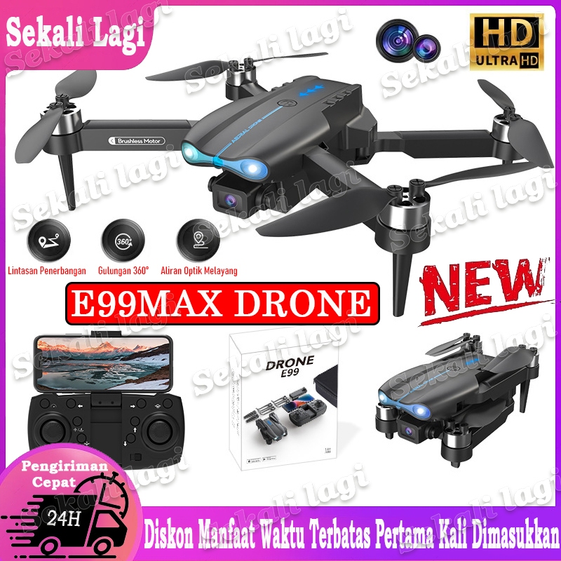 Drone E99MAX dengan Dual Kamera 4K HD FPV WIFI Profesional Dilipat Drone Real Anti Tabrakan Mainan Q