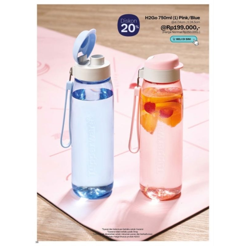 Tupperware H2Go Pink/Blue 750ml