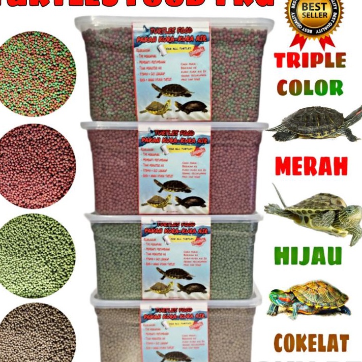 KF7 Makanan pelet pakan kurakura air Brazil res dada merah lagi labi ambon turtle food reptil air 1 