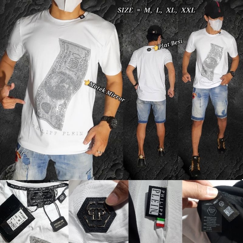 Kaos unisex impor kaos pria Philipp Plein Mirror import bahan kaos tshirt adem nyaman di pakai asli 