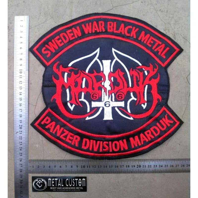 Backpatch Black Metal Marduk Sweden Red / Bordir Band Metal / Bordir Besar Black Metal / Patch Band 