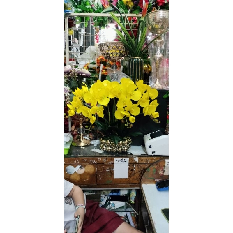 bunga anggrek super latex+ vas keramik