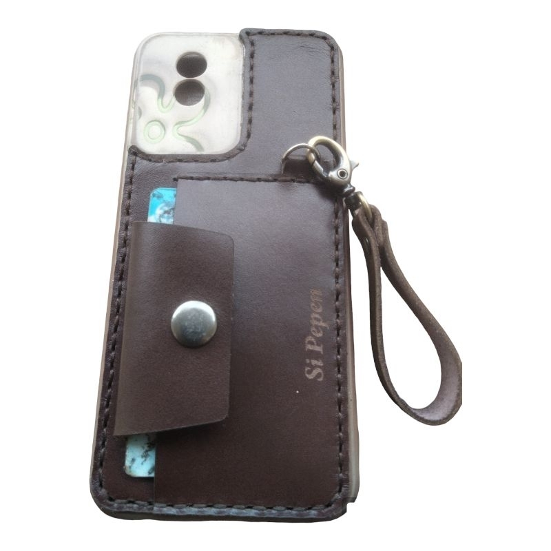 Softcase Hp kulit asli+Slot ATM, SIM, KTP,  Kulit asli Softcase HP+Slot kartu ATM, KTP, SIM(custom n