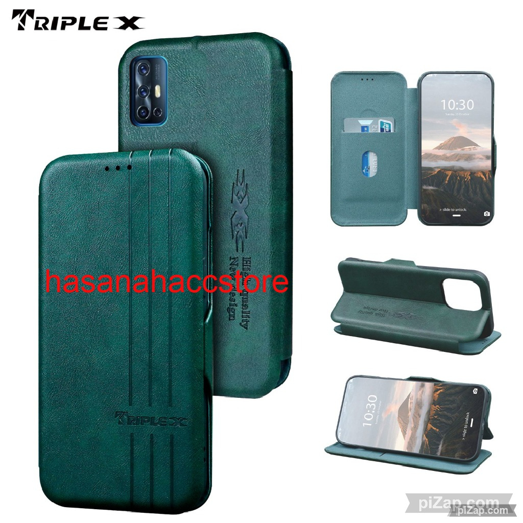 CASE UNTUK HP VIVO V19 CASE FLIP KULIT DOMPET MOTIF LEATHER WALLETE