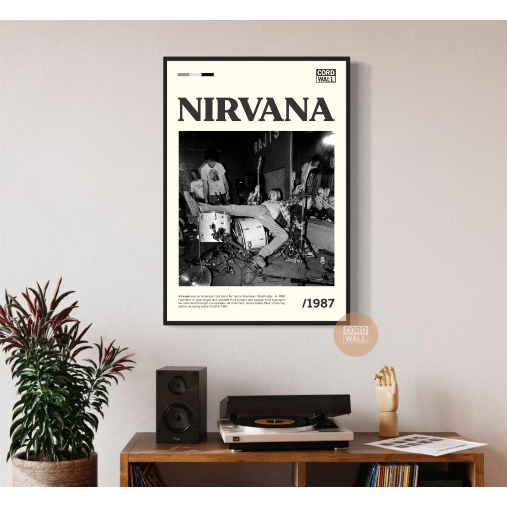 Cordwall Poster Bingkai Frameblock Hiasan Dinding - Nirvana Biograph