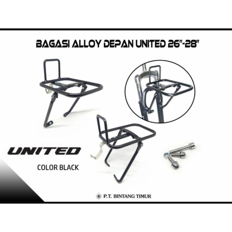 rak bagasi sepeda depan touring pannier UNITED alloy 26 27.5 inch mtb federal jadul model pivot rem 