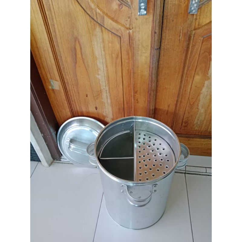 Dandang bakso dua kuah / panci bakso dua kuah / tong bakso/ dandang bakso alumunium Double kuah bong