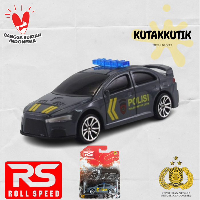 Promo Mainan Mobil Polisi Indonesia Diecast Rs Roll Speed 1:64 Mobil Sedan Mitsubishi Lancer Polisi