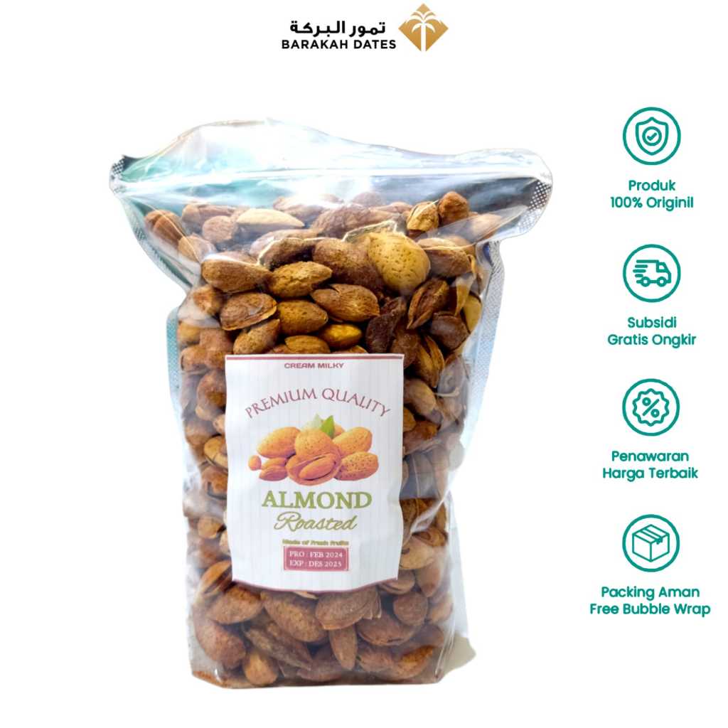 

Kacang Almond Rasa Cream Milk Roasted Premium 1kg