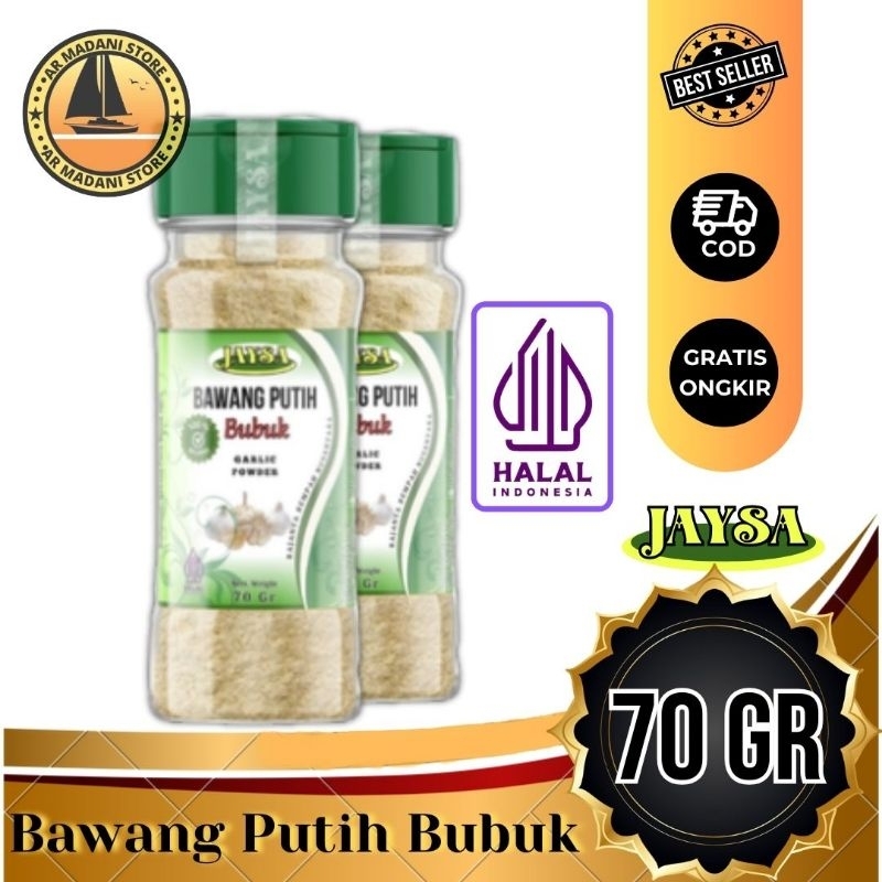 

JAYSA Bawang Putih Bubuk 70 gr / Garlic Powder / Bawang Putih Bubuk / Garlic Powder Grade A / Bubuk Bawang Putih / Premium Garlic Powder / Bawang Putih Bubuk Premium / Bumbu Instan / Bumbu Masak / Bumbu Murah