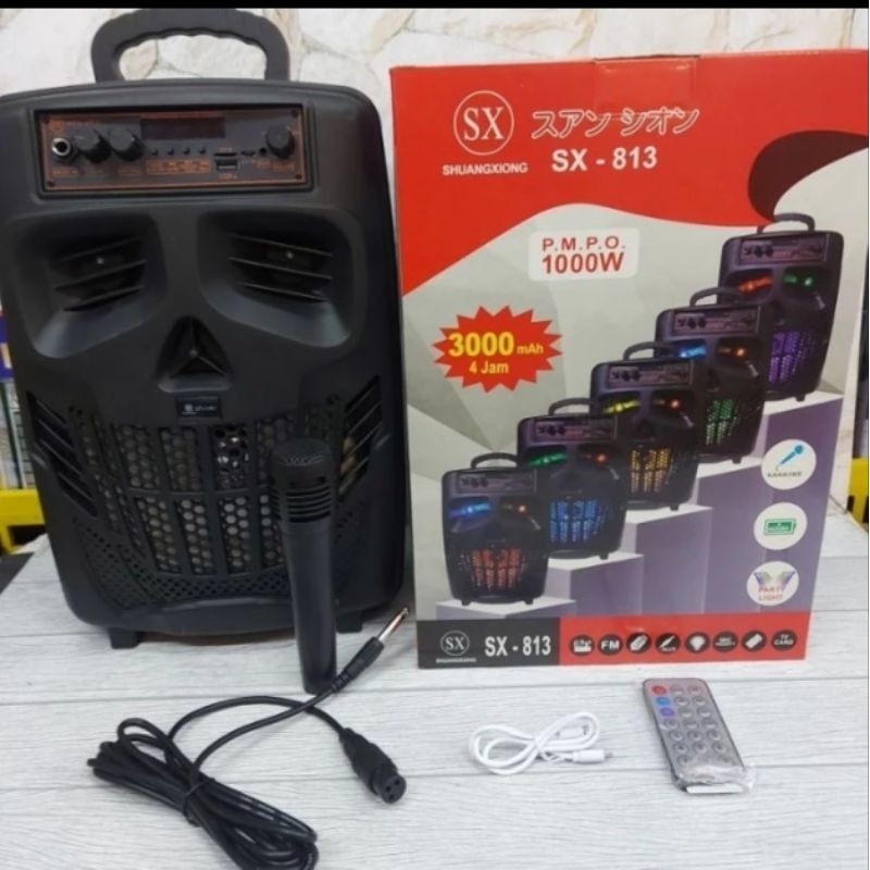 SPEAKER PORTABLE 8in SX-813 SHUANGXIONG BLUETOOTH 1 MIC KABEL