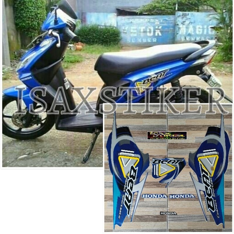 striping original Honda beat karbu biru tahun 2009 2010