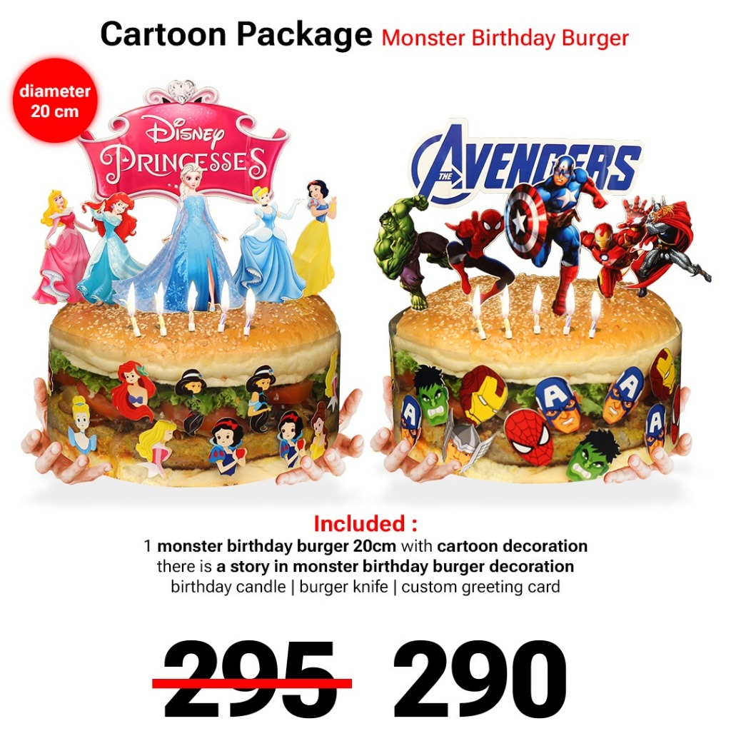 

Cartoon package Monster Birthday Burger 20cm (Birthday Cake Aesthetic)