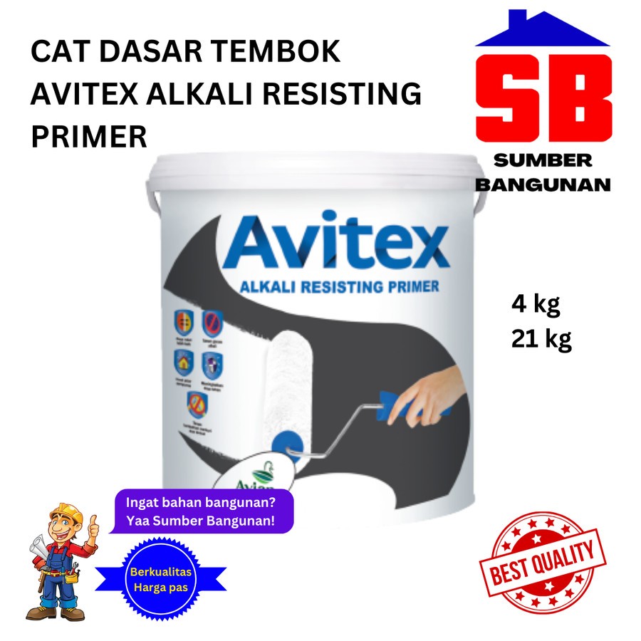 CAT DASAR TEMBOK AVITEX ALKALI RESISTING PRIMER  4KG 21KG WALL SEALER