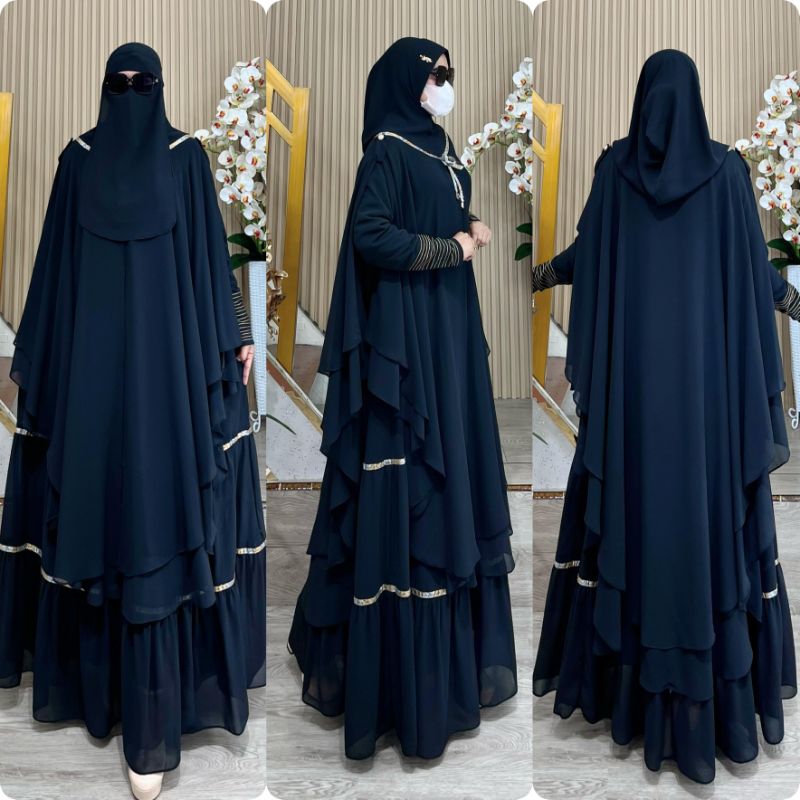 BISA COD (GAMIS SET SYARI FREE CADAR BY AJE ZAS COLLECTION ORI PREMIUM GAMIS AJEZAS TERBARU MODEL EL