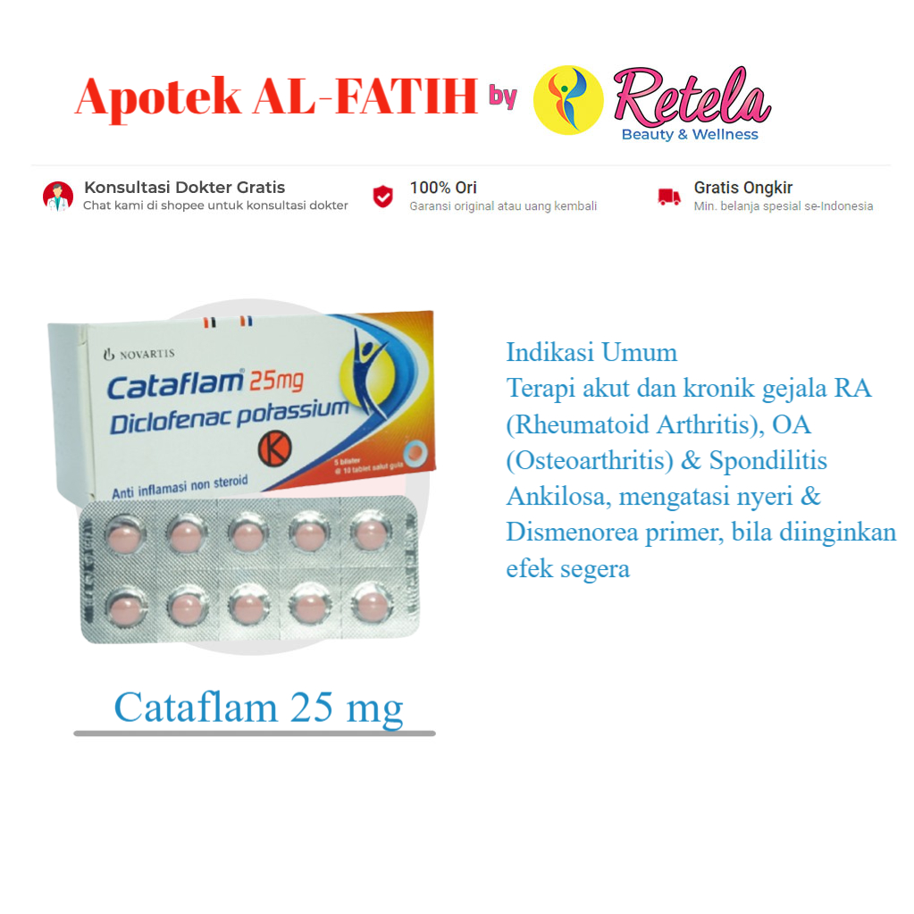 Cataflam 25 mg 10 Tablet / Anti Nyeri / Sakit Gigi