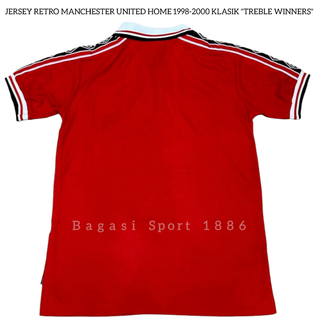 Jersey Baju Bola Retro Man Unaited Merah Home Kit Kandang Emyu eMU 1998 1999 Treble Winners juara tr