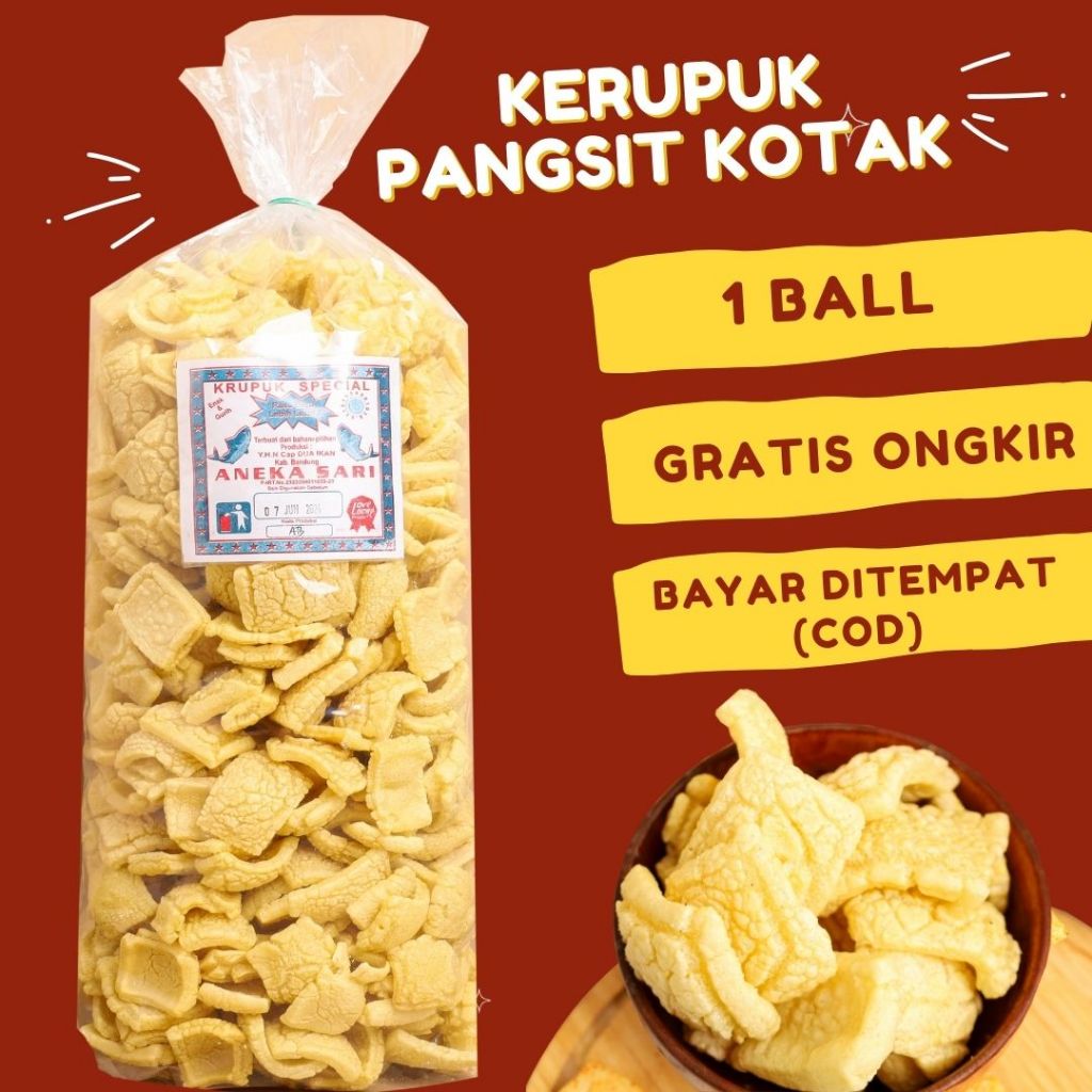 Kerupuk Pangsit Kotak 1 Ball Cap 2 Ikan Food Snack Krupuk Makanan Fish Cemilan