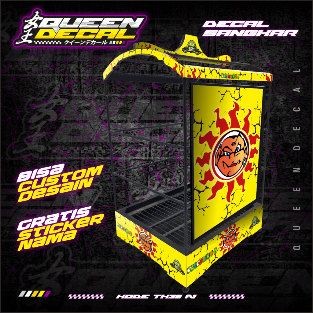 Sticker Decal Sangkar Kotak Kenari / Aksesoris Sangkar Kenari KUNING - TK