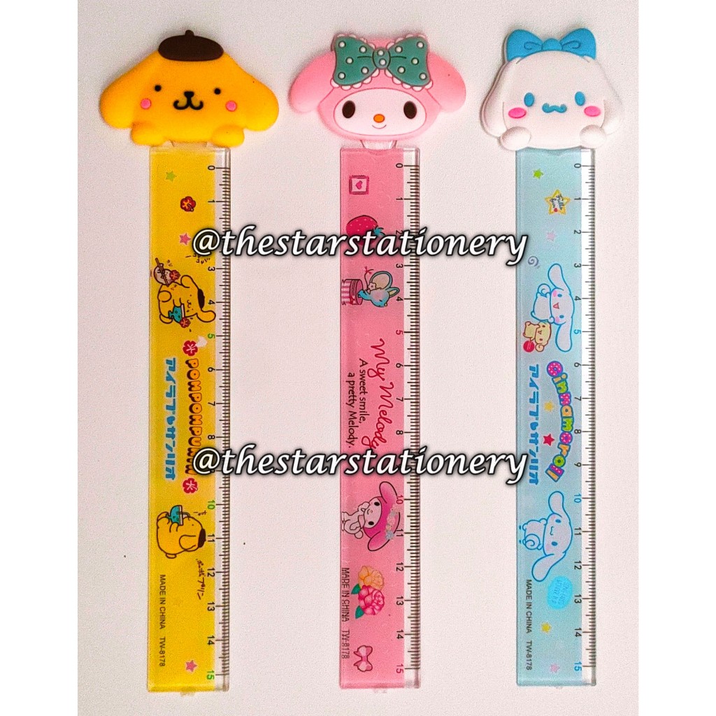 

(1 Biji) Penggaris 15cm Sanrio TW-8178 / Penggaris Head Rubber Premium Sanrio TW8178