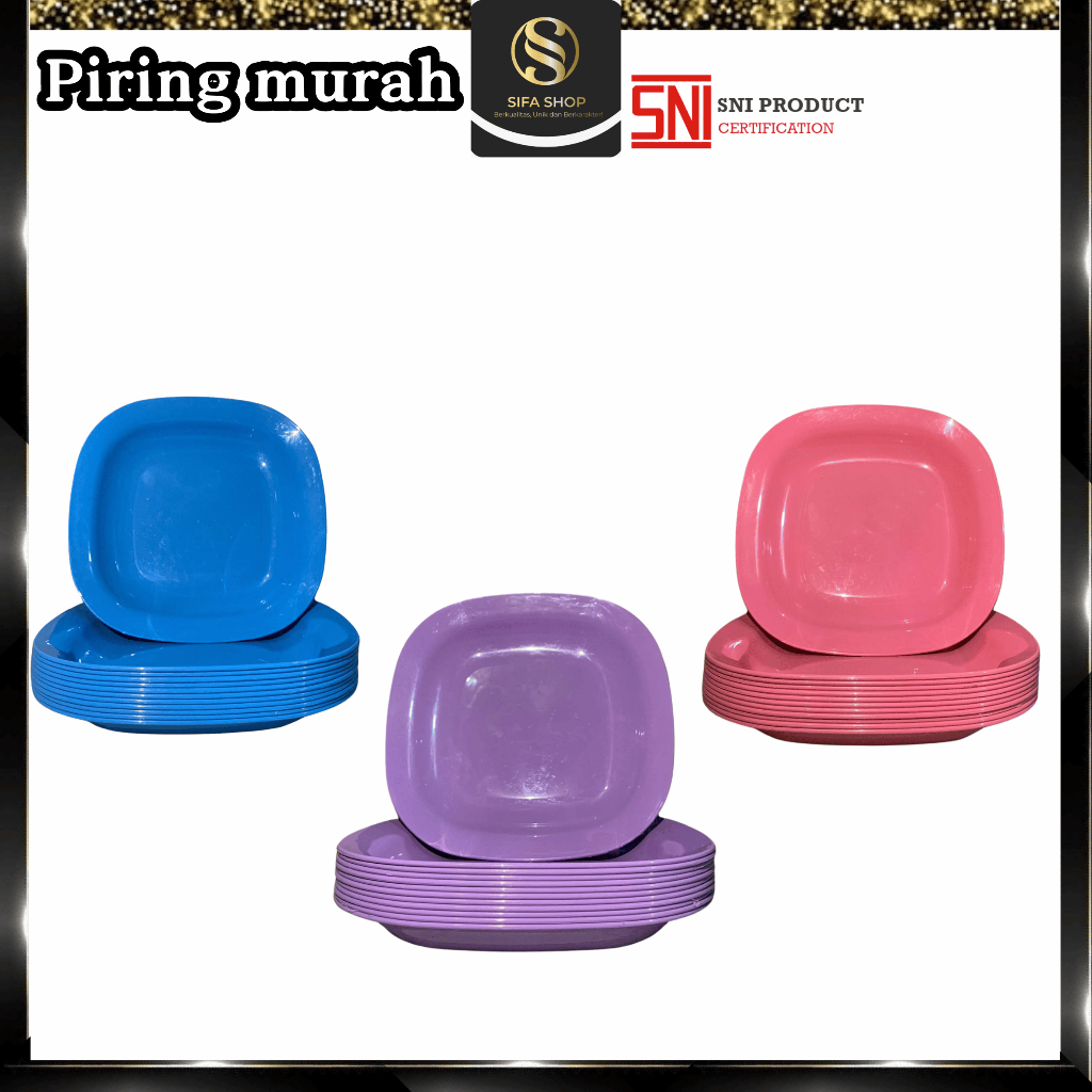 Piring plastik kotak murah / Piring plastik lusinan / Piring murah 1 lusin