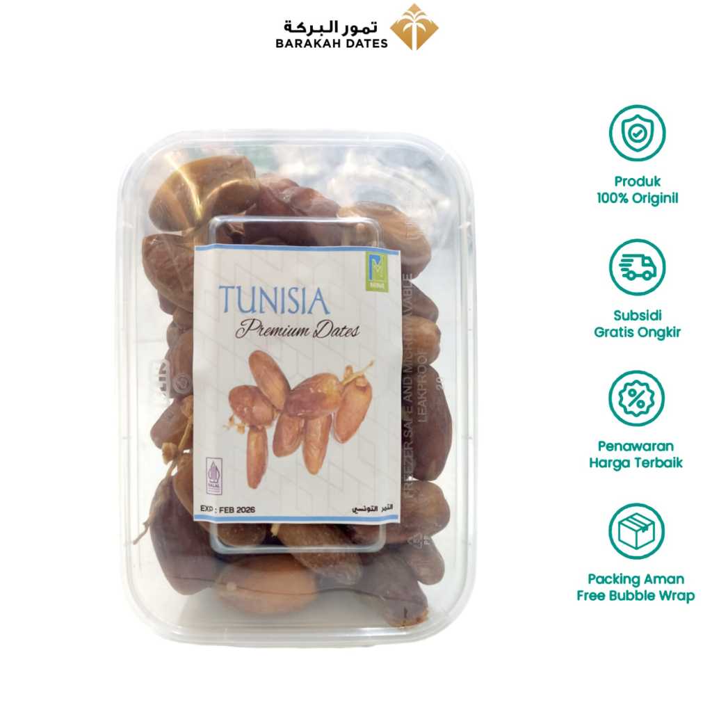 

Kurma Tunisia Tangkai Palmfrutt Premium 500gr Kemasan Mika / Deglet Nour