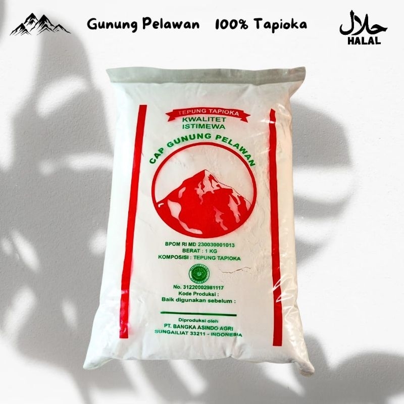 Tepung Tapioka Cap Gunung Pelawan ukuran 1 kg dan 500 g 100% tapioka gluten free