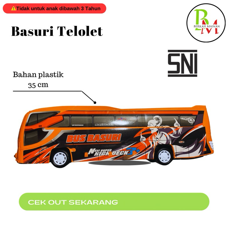 BM Mainan BUS TELOLET pakai baterai|mainan bus telolet|Telolet bus|bus BASURI|Bus lampu dan telolet