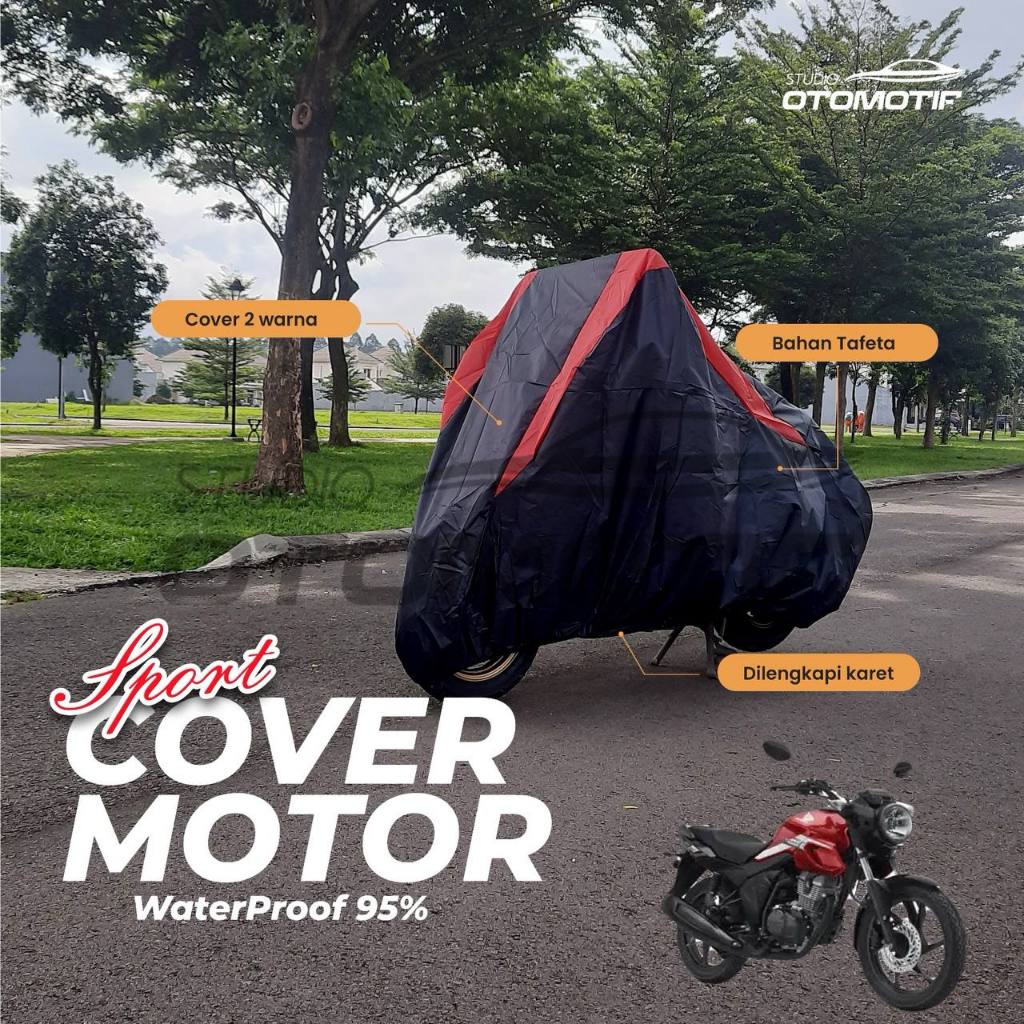 Sarung Motor CB150 Verza Hitam List Merah Body Cover Penutup Motor