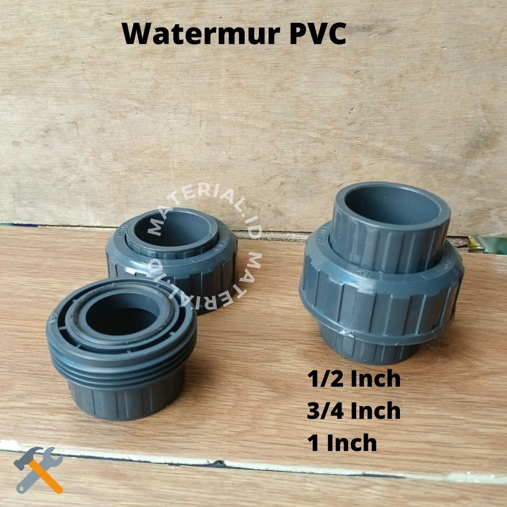 Watermur PVC Drat Dalam Luar1/2 3/4 1 1 1/4 Inch in Sambungan Drat Buka tutup Pipa Peralon Paralon