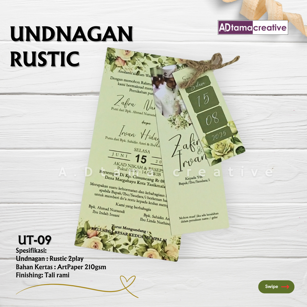 Undangan Tali Rami 09 / Undangan Pernikahan / Undangan Simple, Elegan dan Kekinian / Undangan Nikah 