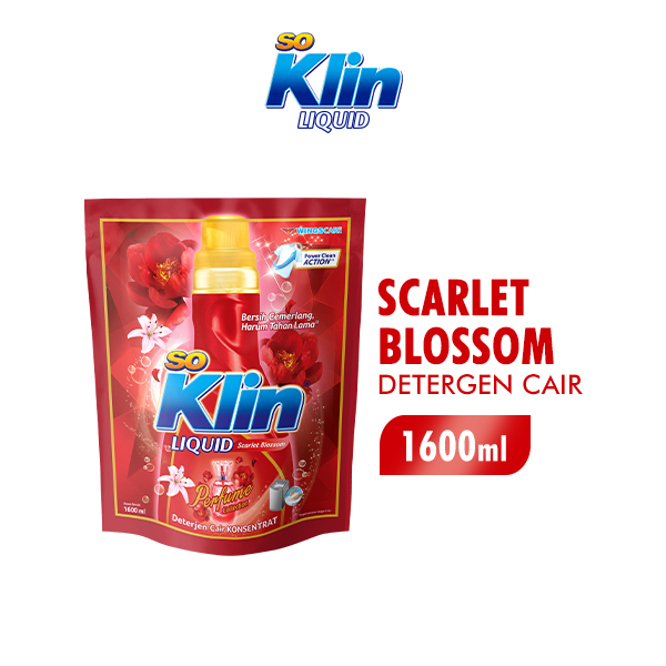 Soklin Deterjen Cair Perfume Merah Scarlet Blossom Pouch 1600 ml