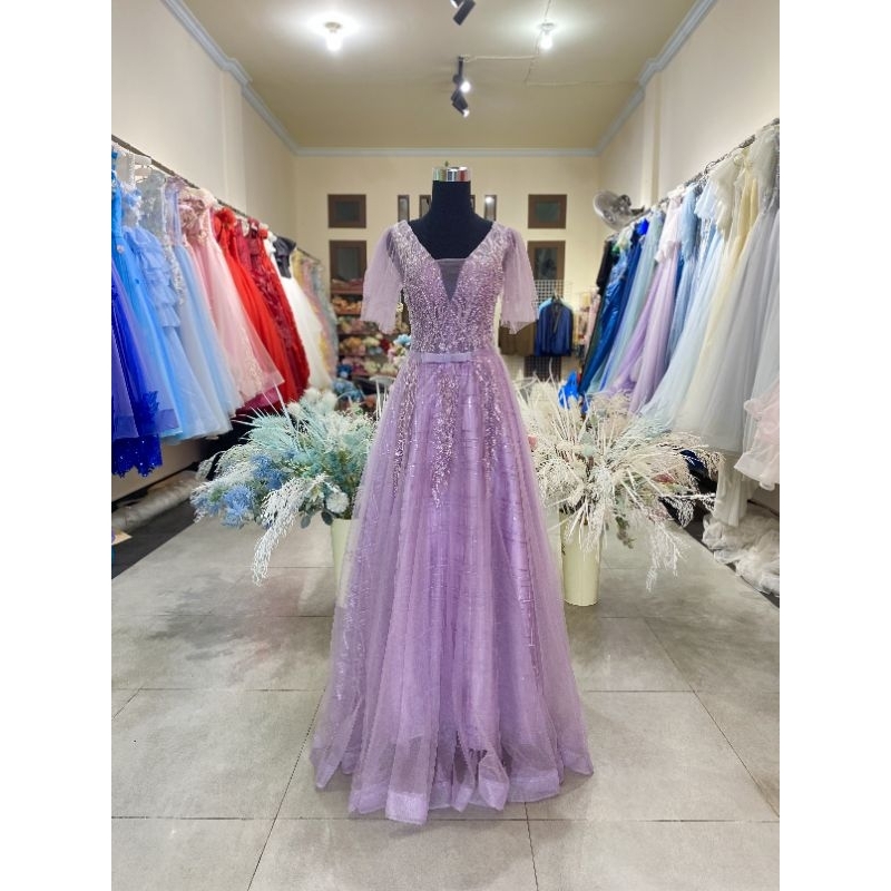 [FOR RENT] Gaun Pesta Lilac Simple/ Sleeveless Party Dress L-009