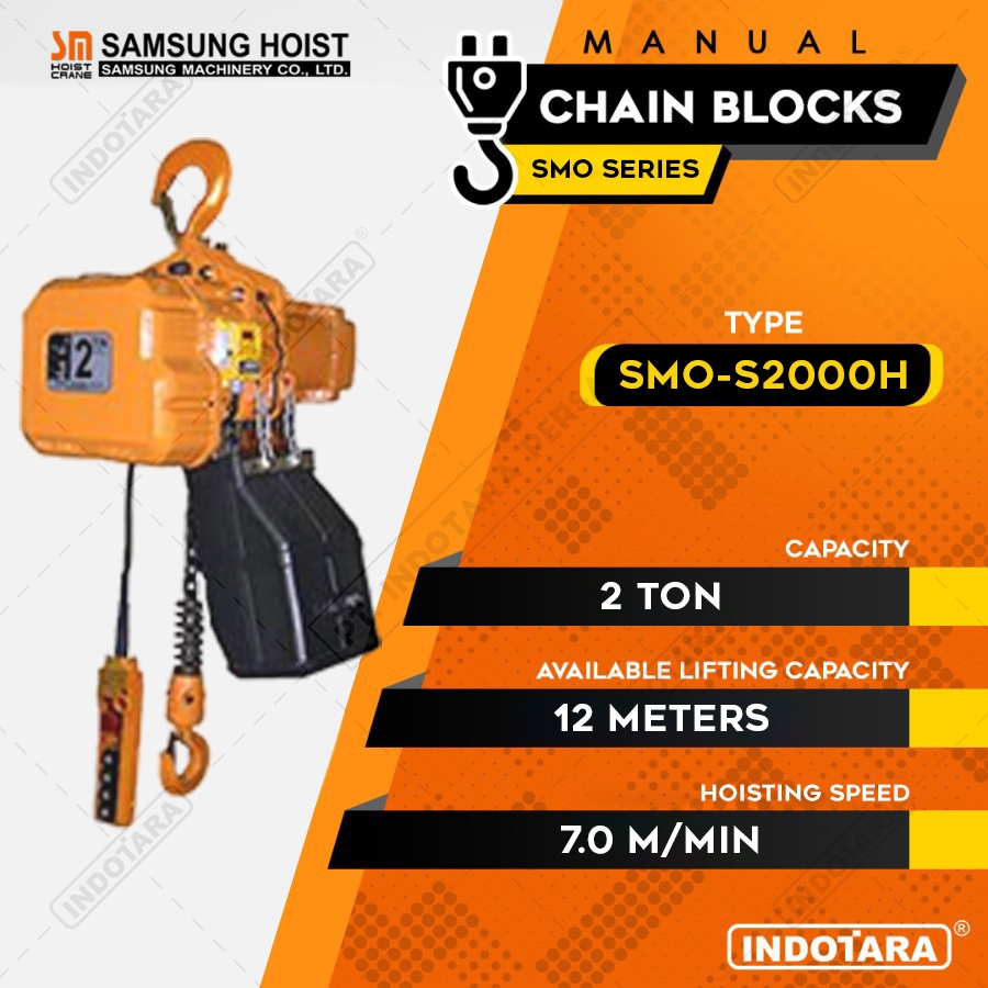 Electric Chain Hoist Samsung SMO Series 3 Phase SMO-S2000H